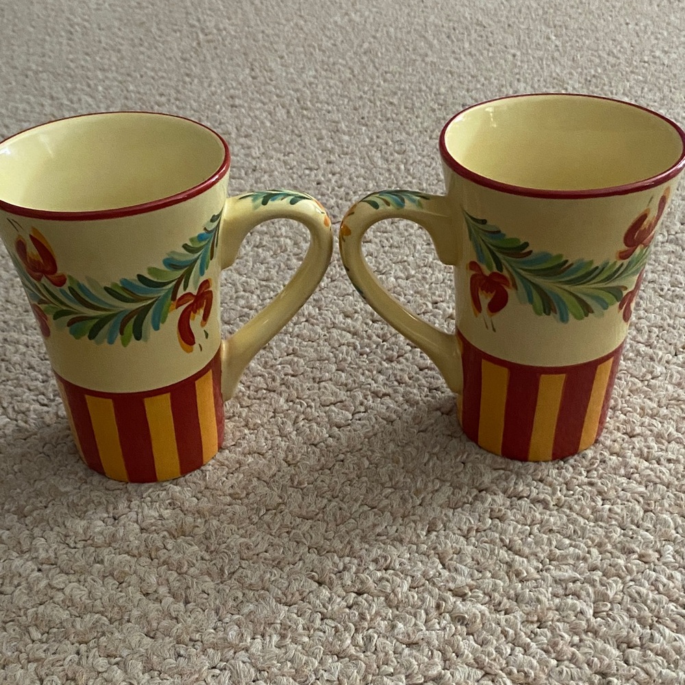 2 Vintage Gail Pittman Hand Painted coffee mugs Siena  Garland Pattern - Picture 4 of 17